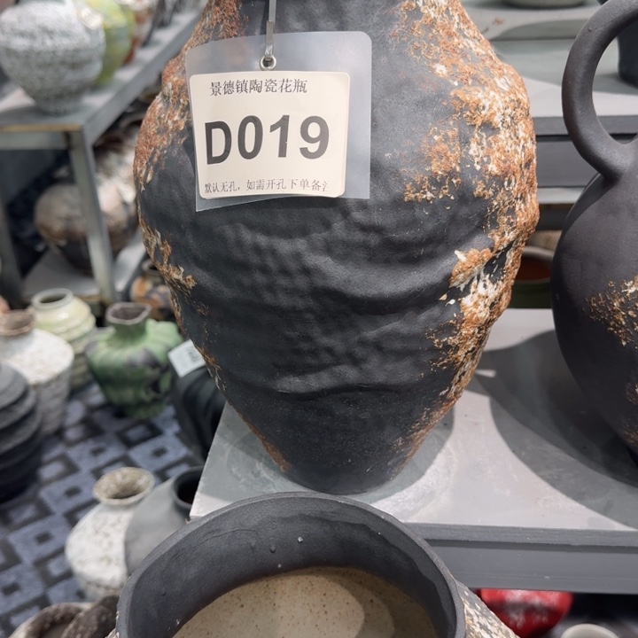 原***本瓷片景德镇高温花器编码019高36口10默认无孔