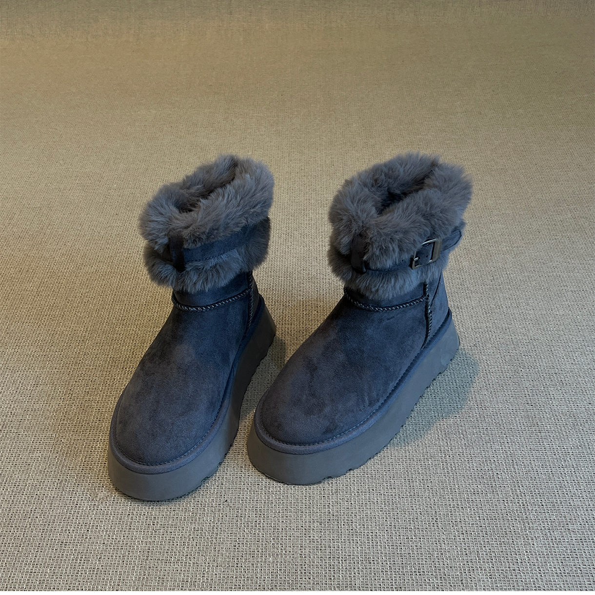 好物推荐厚底雪地靴女款2025新款冬季短靴子加绒加厚保暖毛毛棉鞋