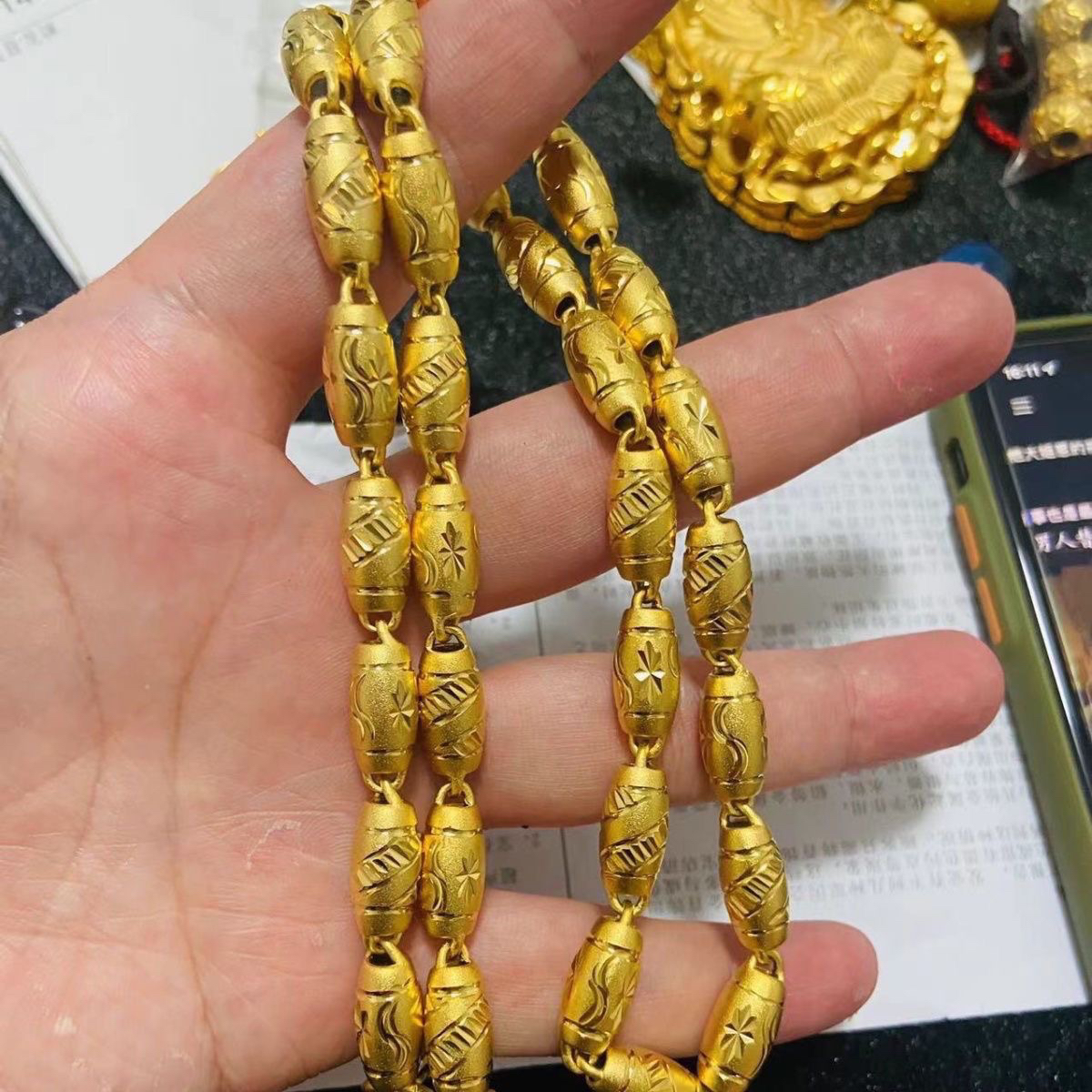 合金项链 （精工品质车花橄榄项链）不掉色简约时尚男女礼物