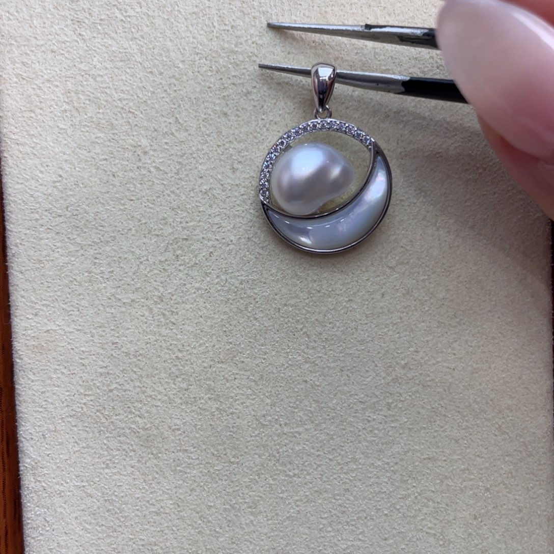海水珍珠银S925镶嵌吊坠(不含链)