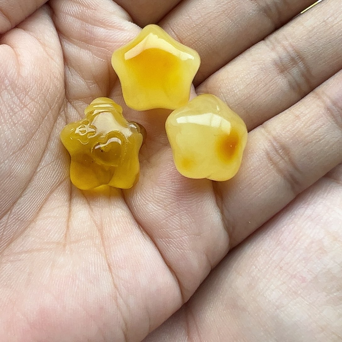 S***w琥珀未镶嵌珠宝奇石五角星打孔不退换