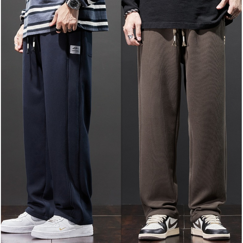 20025秋冬新款长款直筒宽松加厚高棉松紧裤腰男士休闲裤  2344 XS