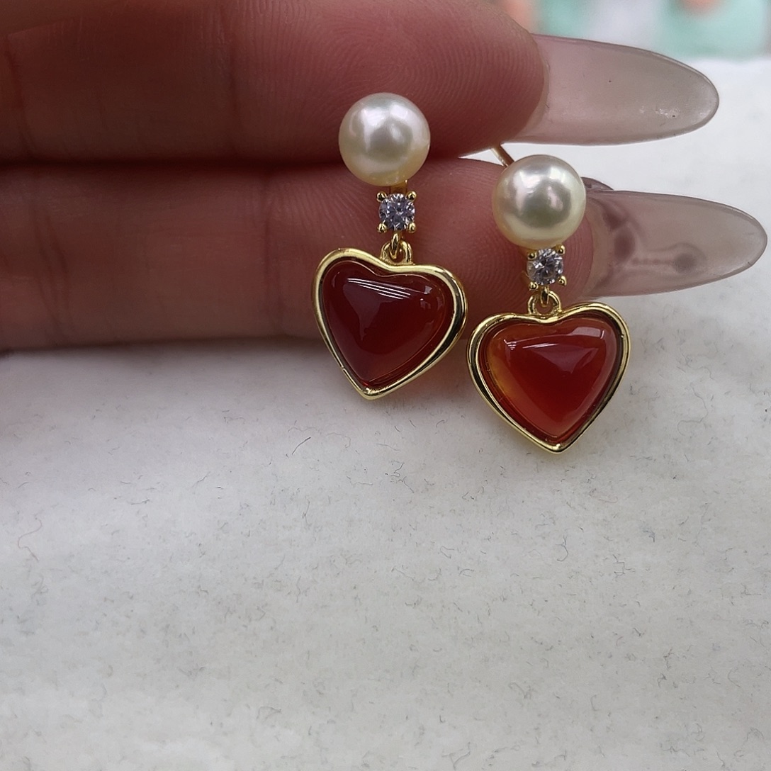 海水珍珠耳饰银S925镶嵌