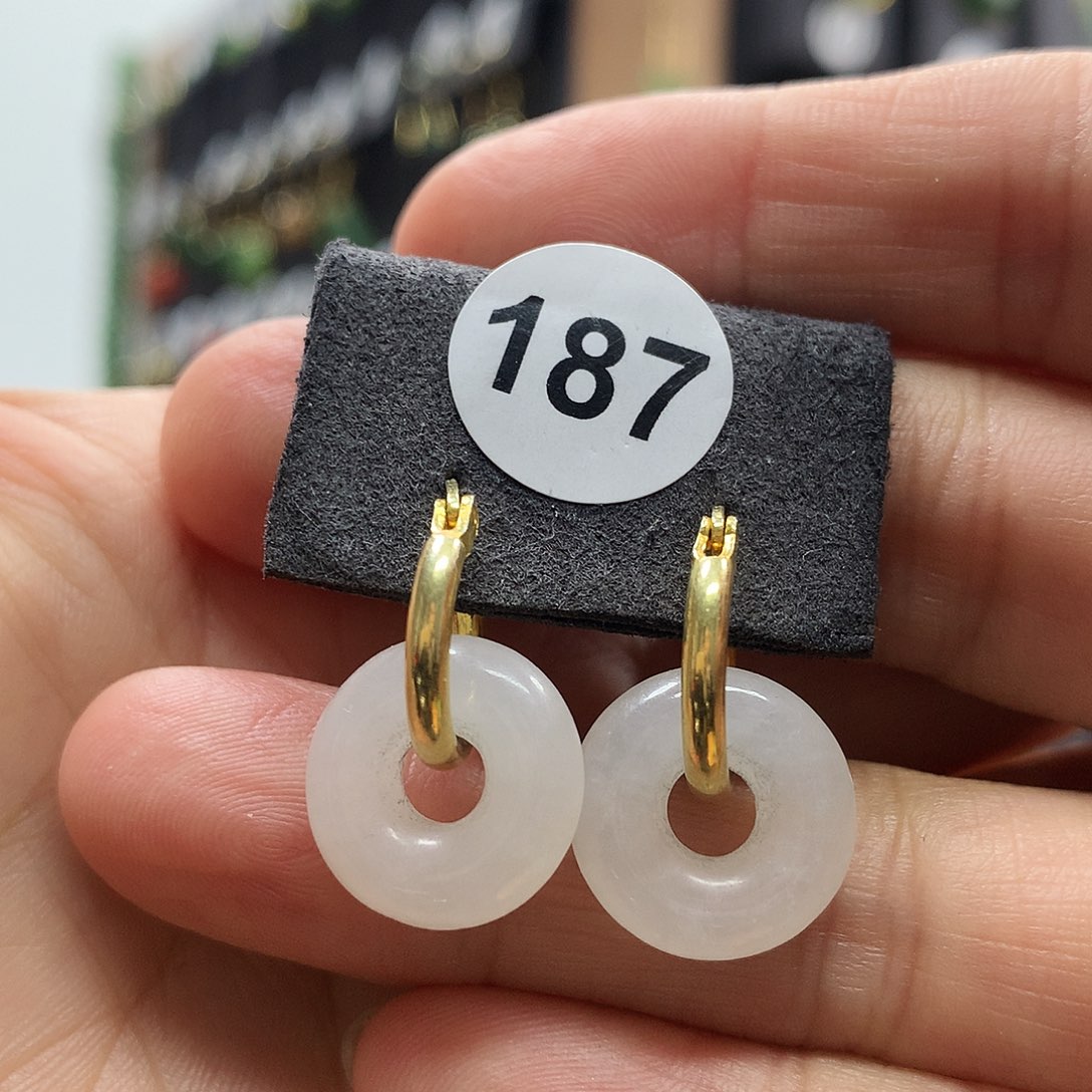 和田玉银S925镶嵌耳饰