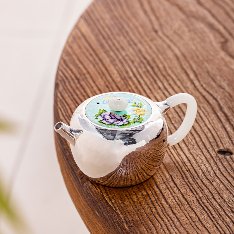 蜂鸟工坊 出口 七宝烧盖锤纹直嘴小壶 FNNA1801