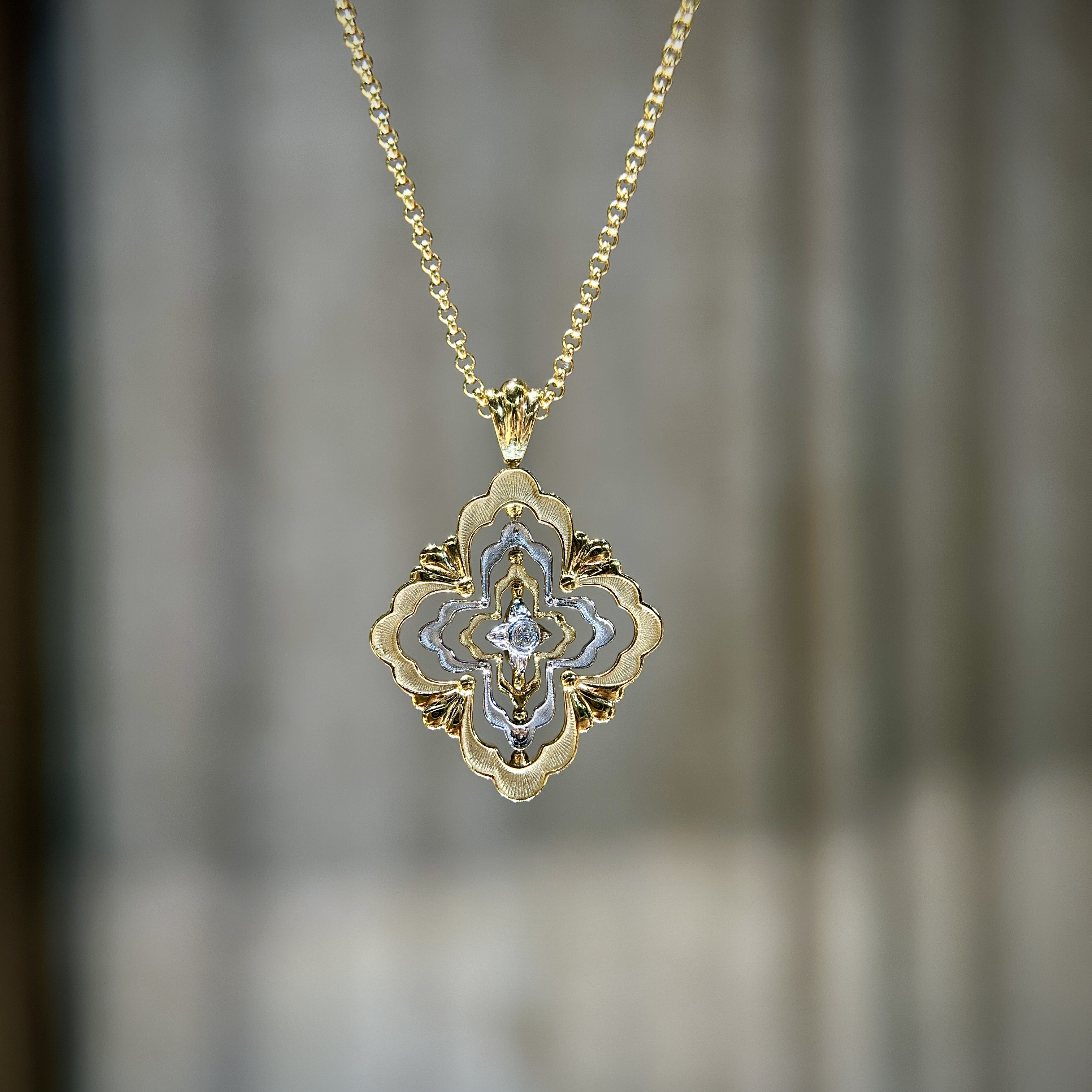 QANNA【布布镂空四叶草】【设计款】重金版粗链经典中古钻石项链AY