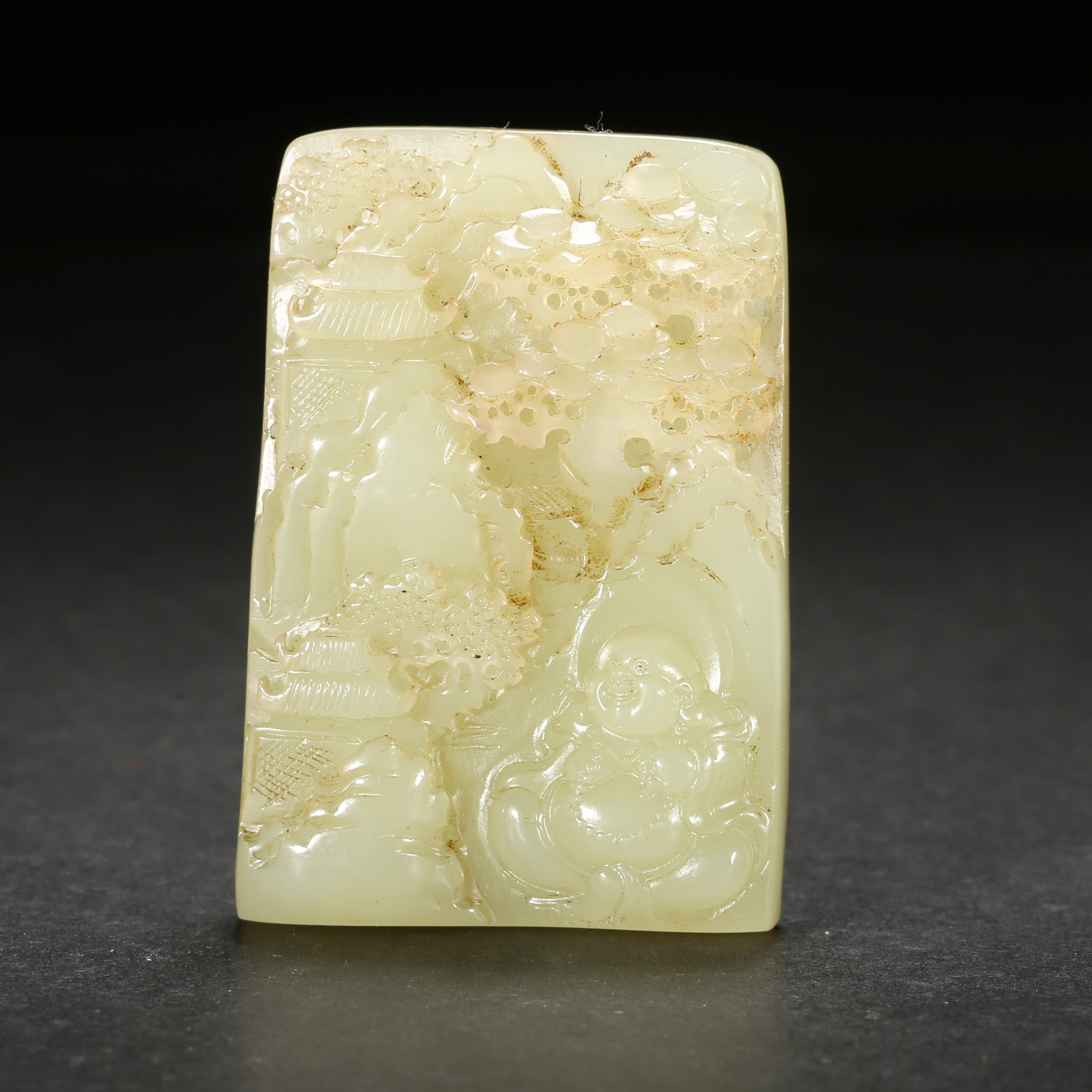 清代*黄玉弥勒佛牌/09LB2575/和田玉【北京文博】