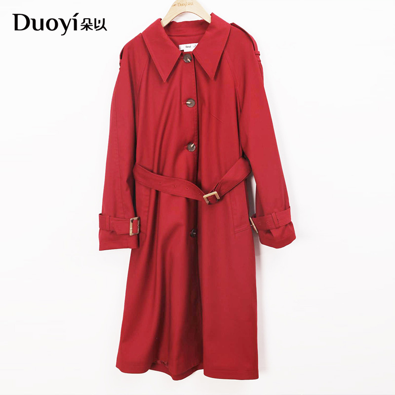 朵以翻领中长款风衣外套微瑕介意勿拍39BC731183