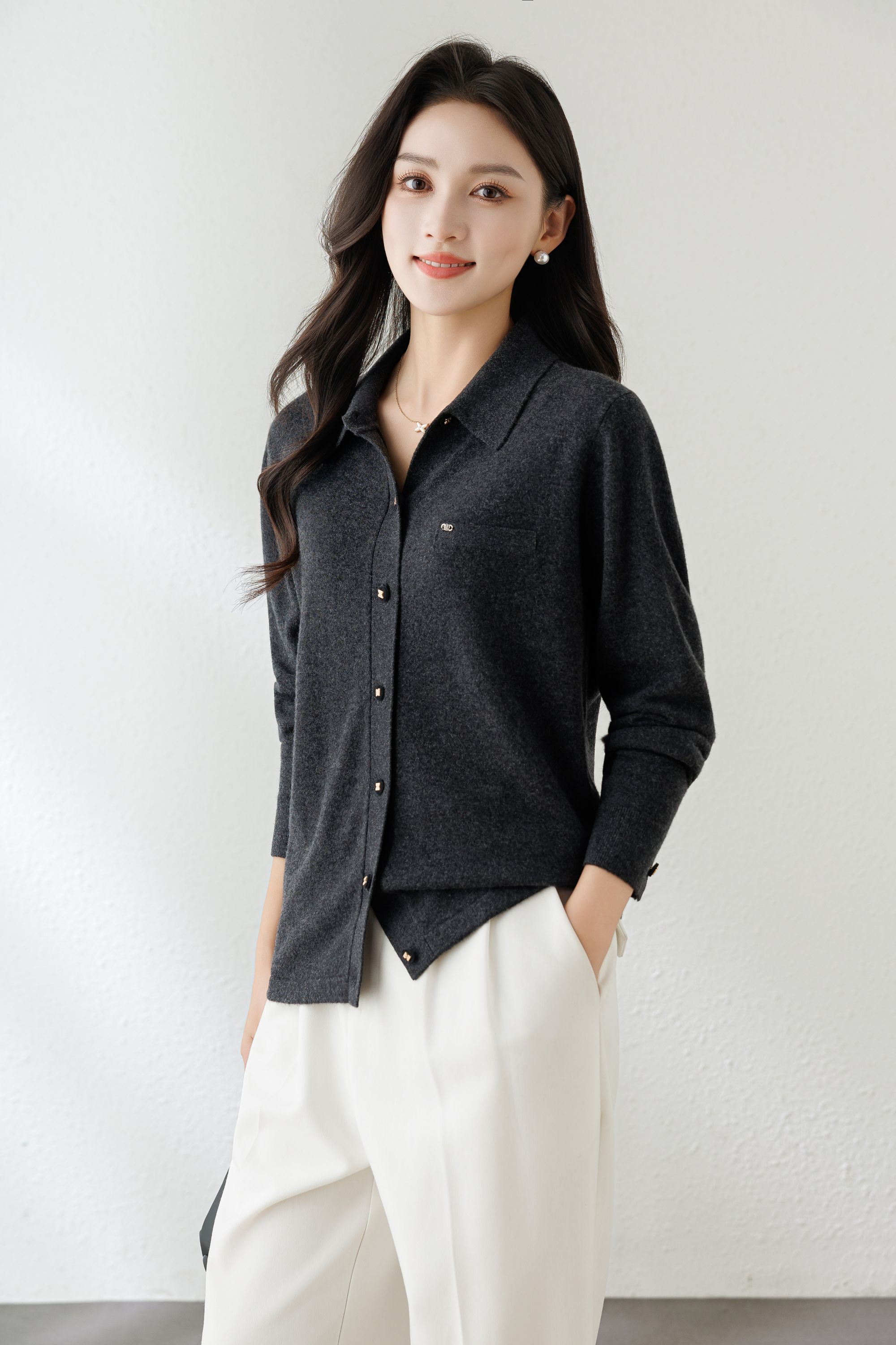 羊绒开衫秋冬新款百搭时尚大码气质百搭保暖外套羊绒衫--1061