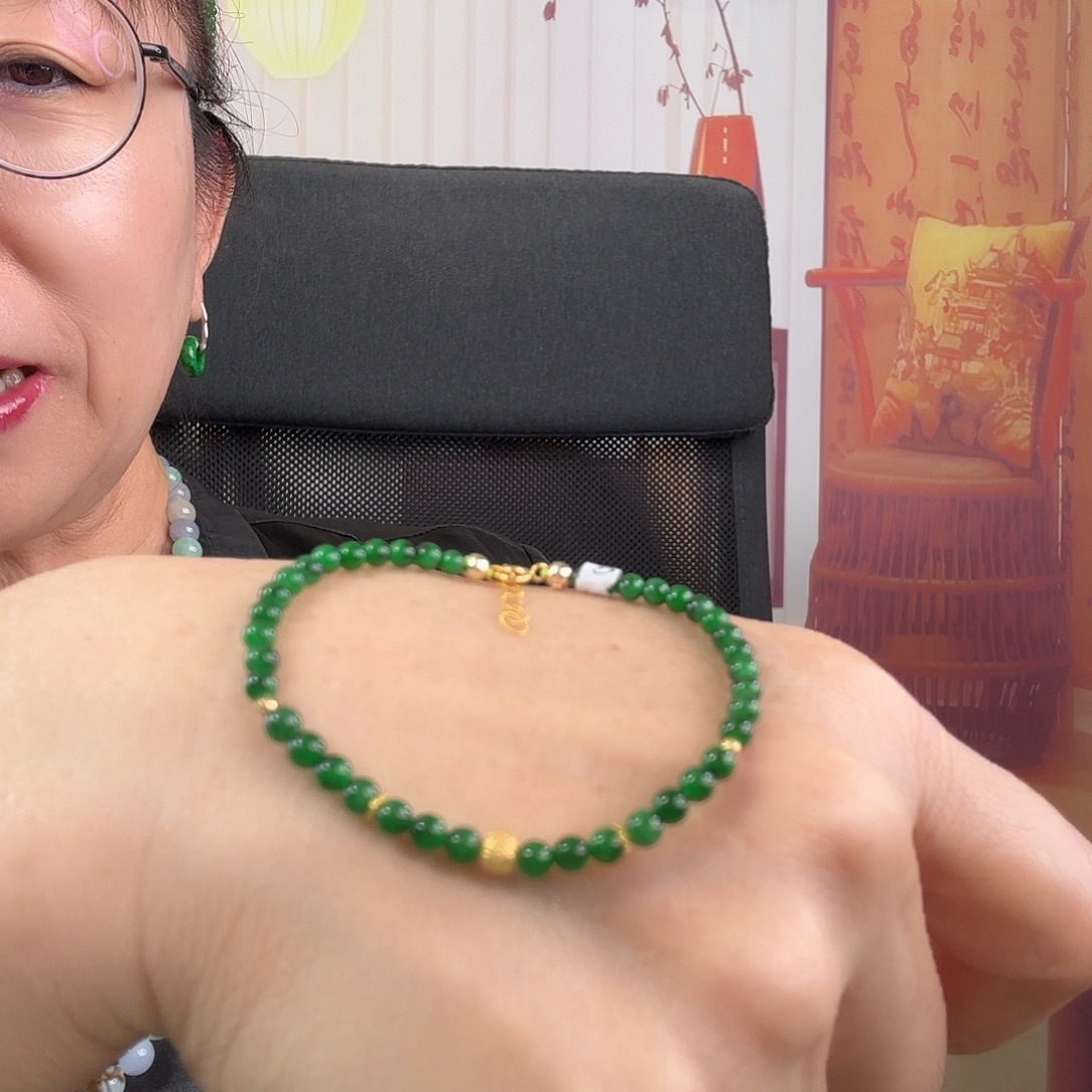 翡翠18K金镶嵌手链