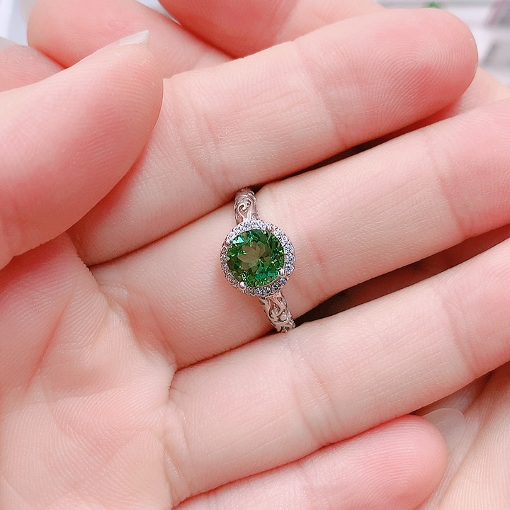 碧玺戒指银S925镶嵌戒指