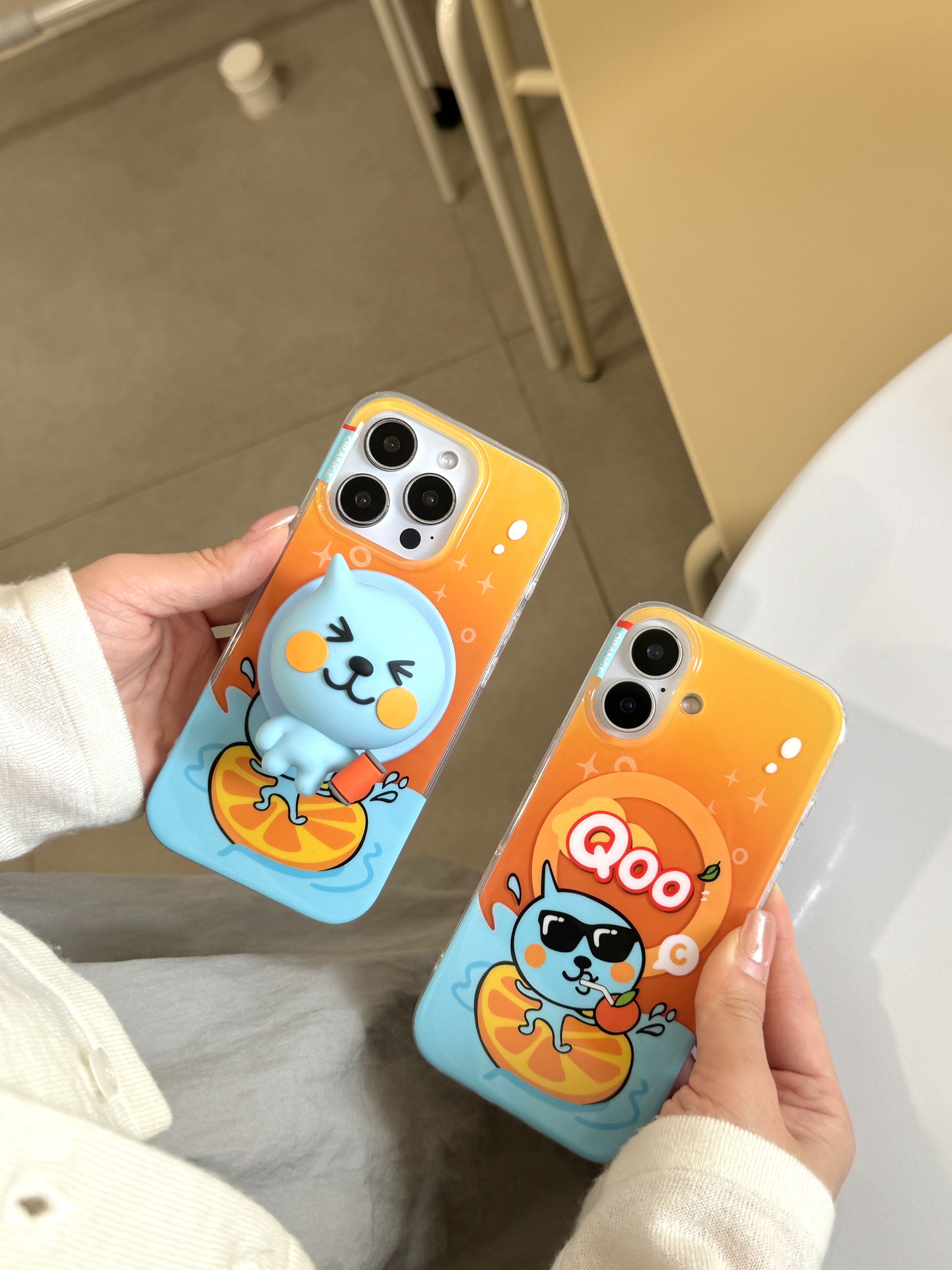 可爱橙汁酷儿适用15苹果16promax手机壳13磁吸支架14防摔iPhone17