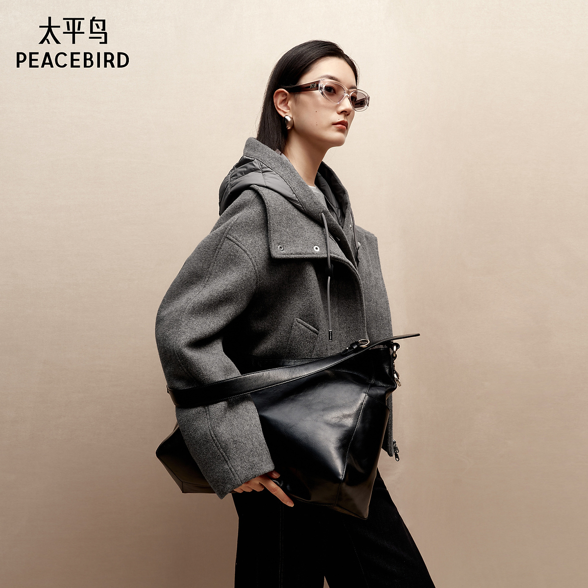 【商场同款】太平鸟羊毛呢两件套绗线自发热棉内胆棉服A1ACF4309