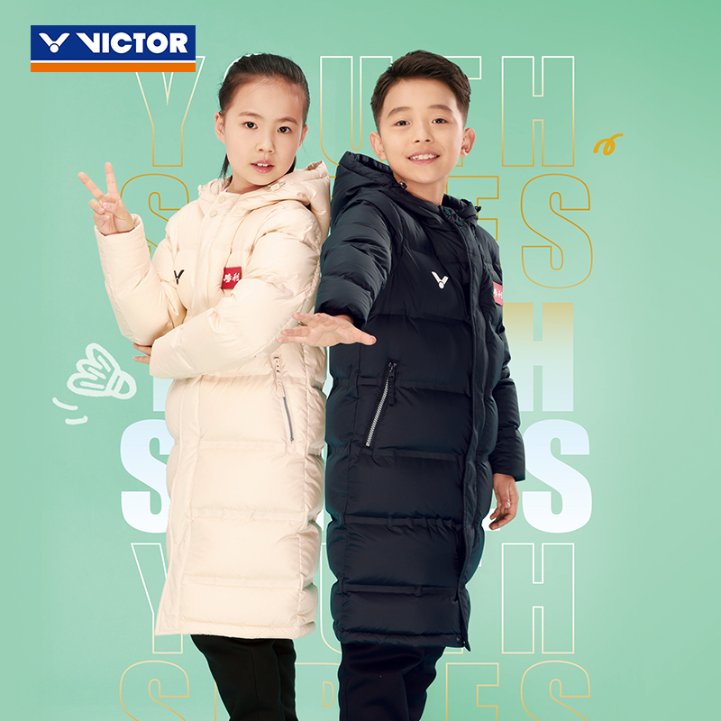 VICTOR威克多胜利羽毛球服青少系列童羽绒服中长款 J-35703白鸭绒