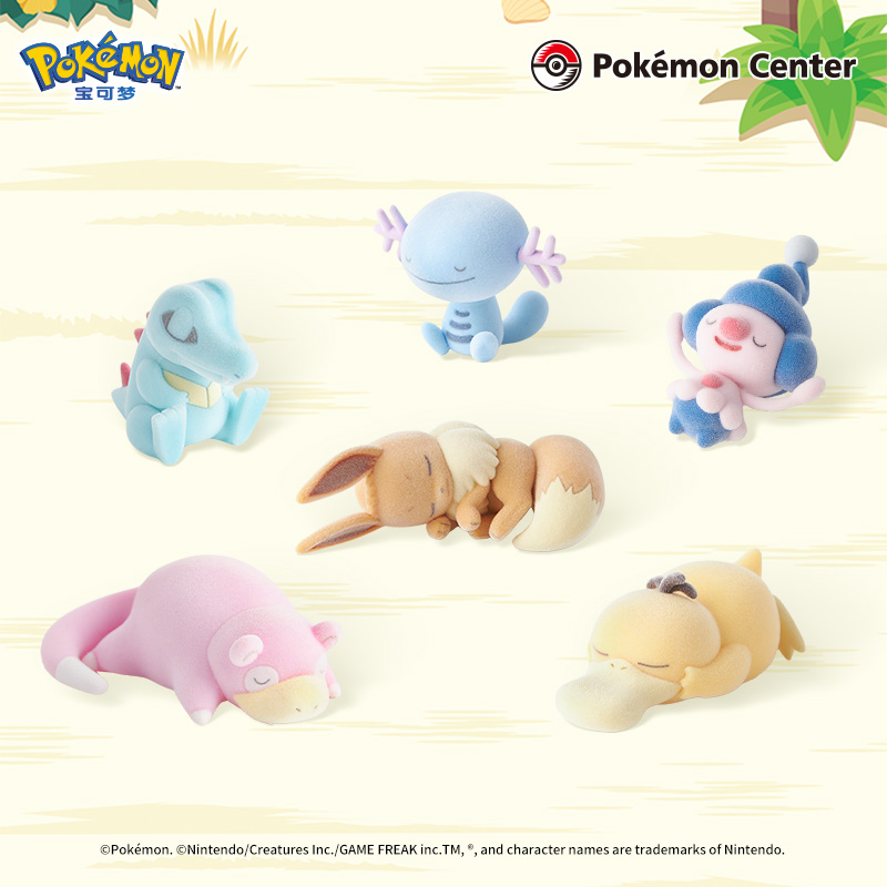 宝可梦手办 Sleep 天青沙滩款盲盒 伊布魔尼尼可达鸭摆件Pokémon