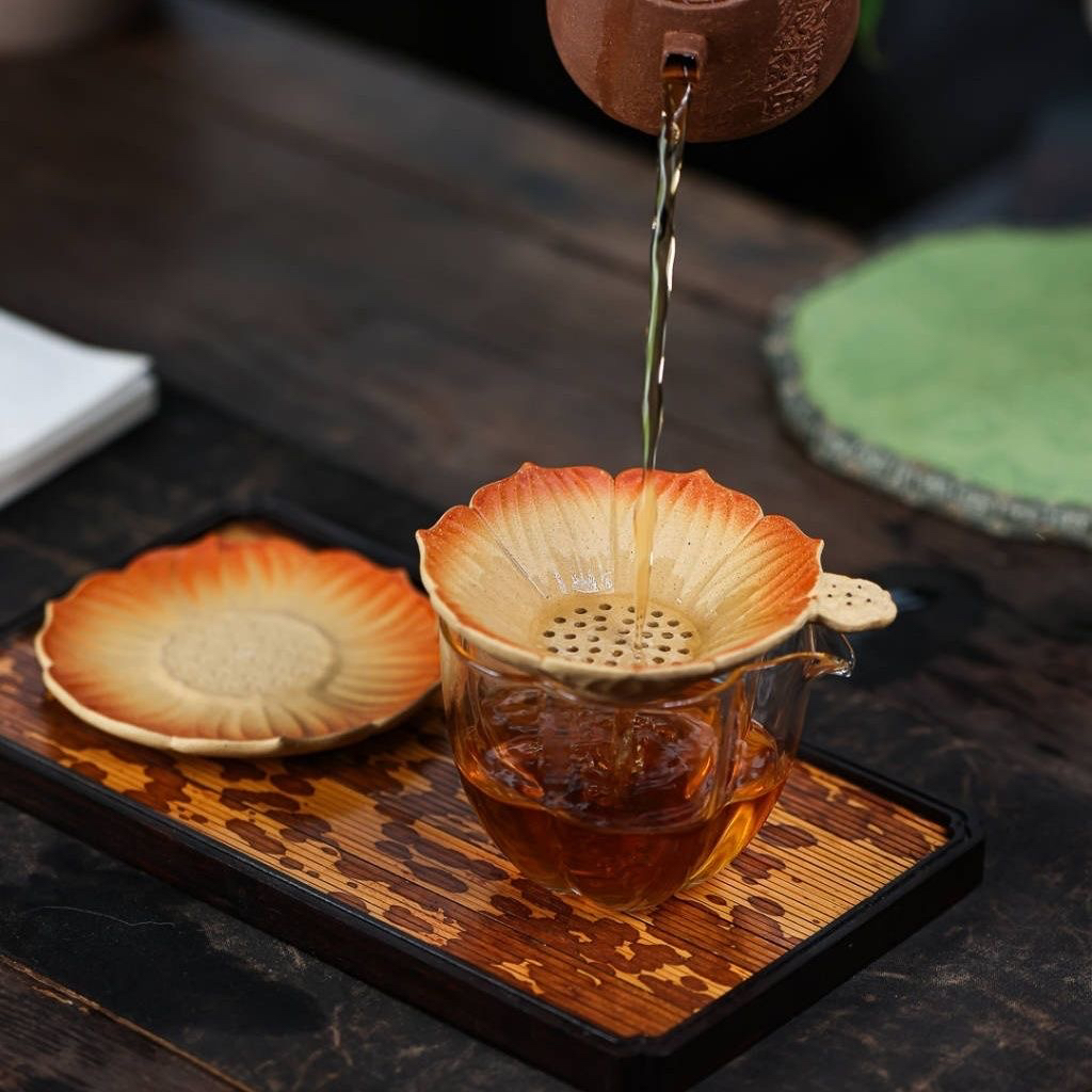 紫砂段泥莲花茶漏创意分体过滤器功夫茶道