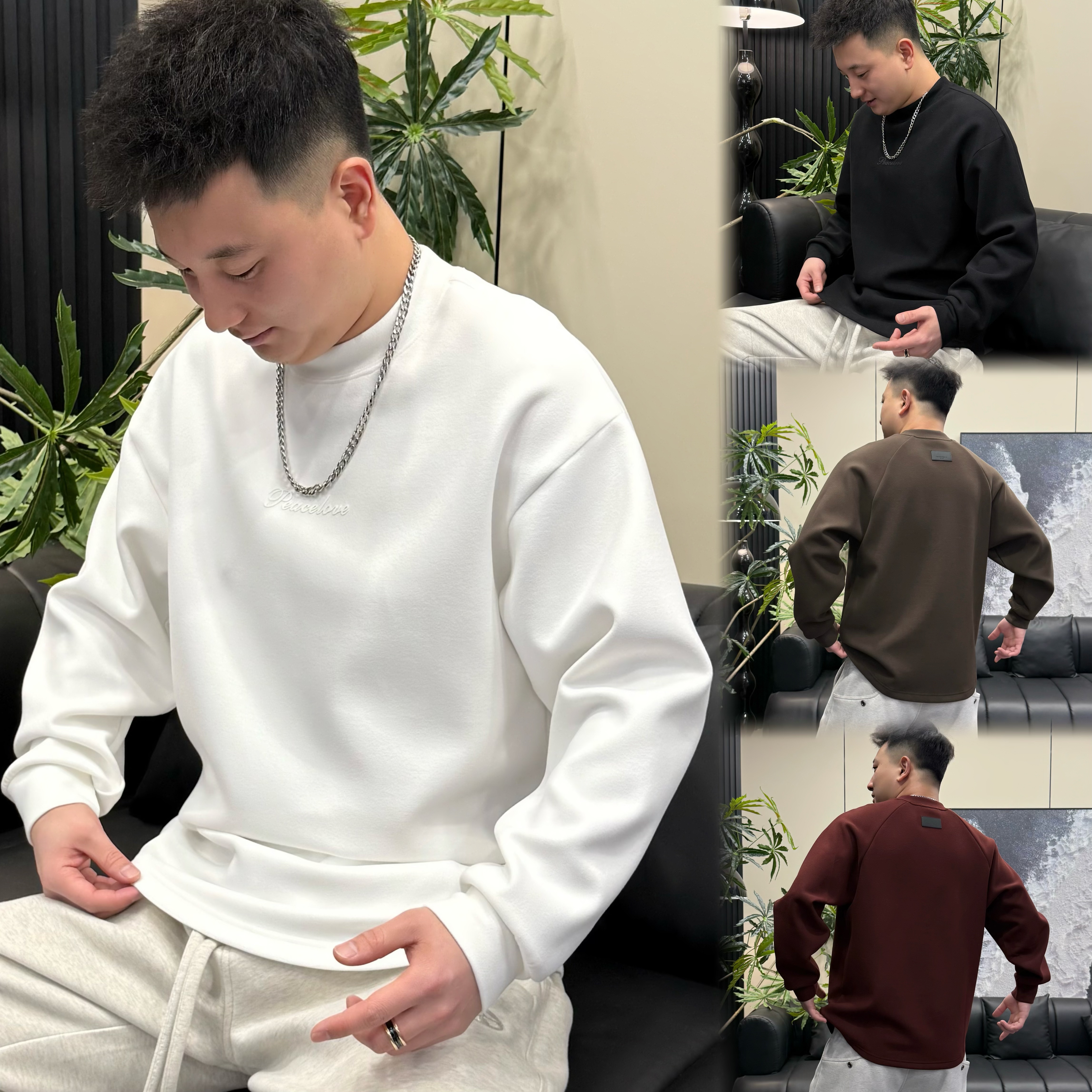 《双面绒小火炉》冬季防风保暖高品质时尚燕尾款男士打底卫衣7272