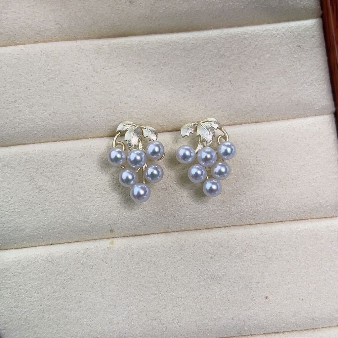 淡水珍珠耳饰银S925镶嵌