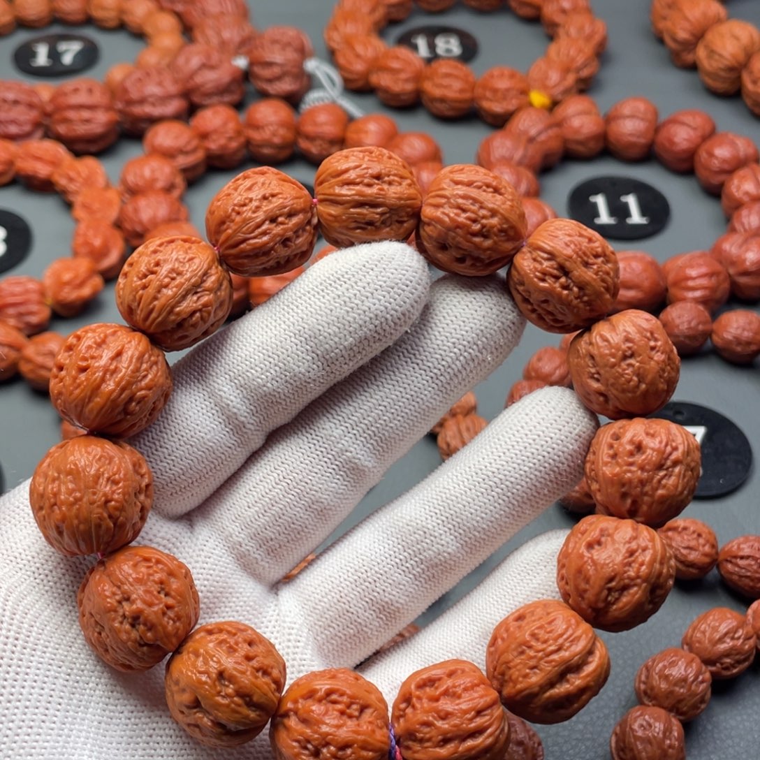 手串文玩核桃野生核桃麦穗纹京八棱秋子手持