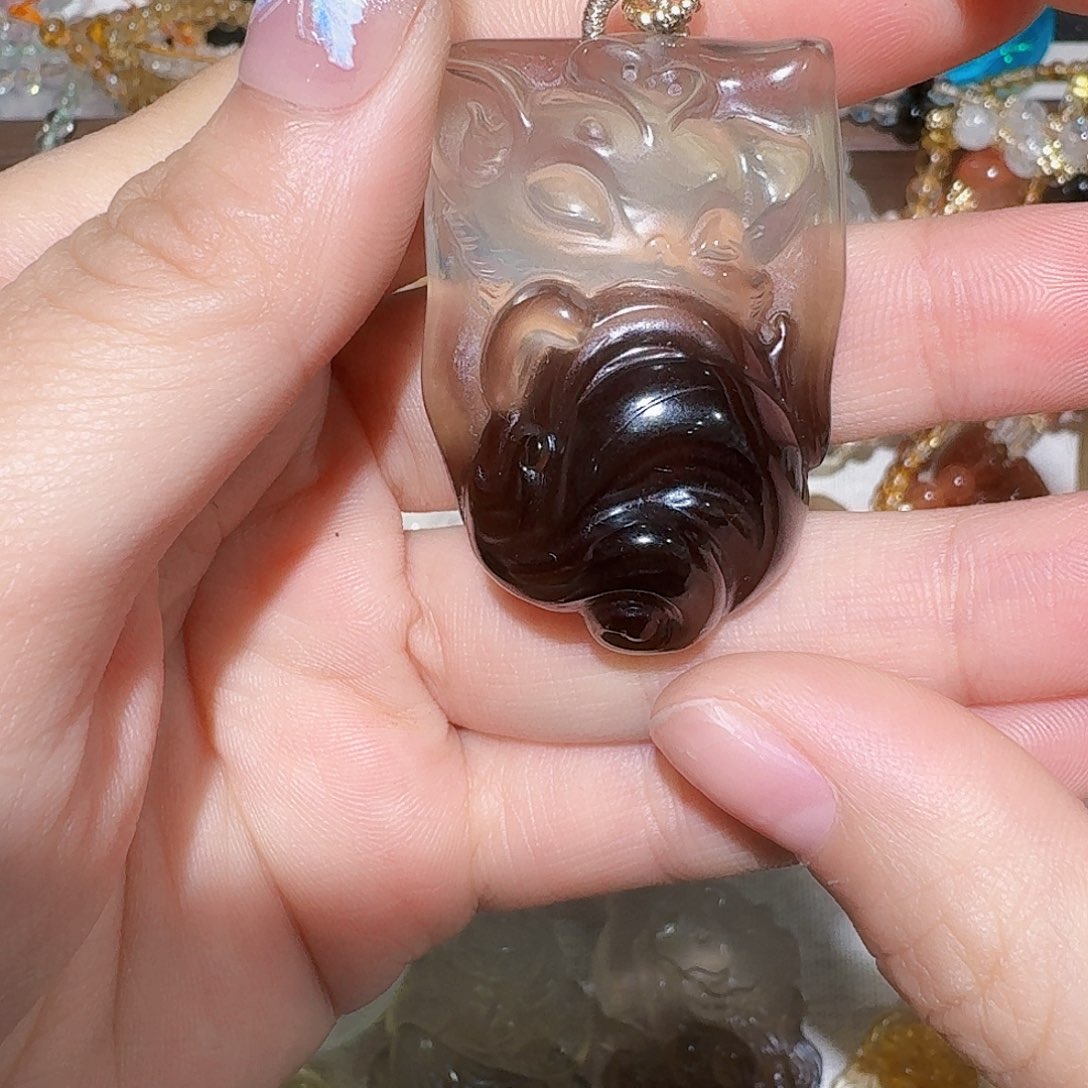 水晶颈饰未镶嵌茶晶狐牌 确认证书不退不换