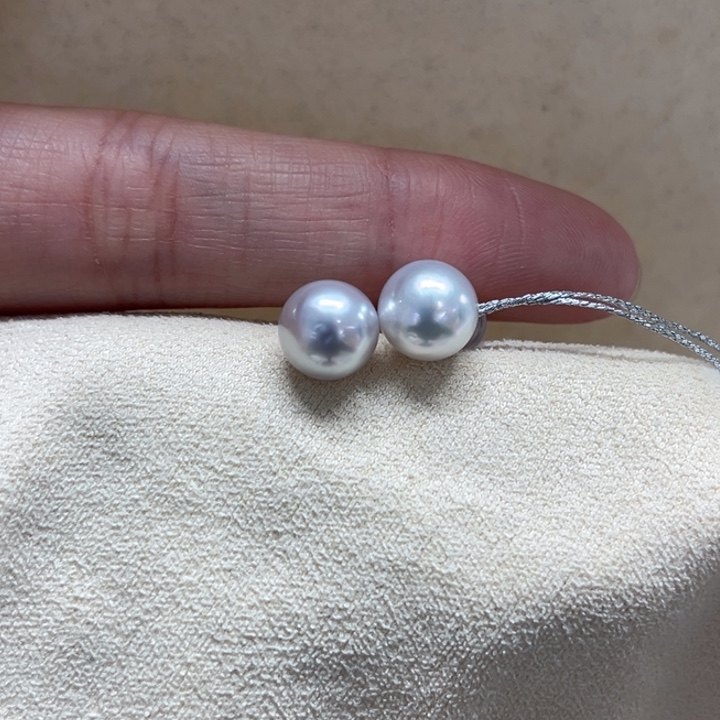 银S925镶嵌耳饰海水珍珠澳白银蓝8m 58号