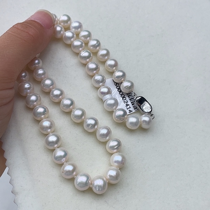 淡水珍珠未镶嵌颈饰卡9➕极光白炫澳绿➕金属光