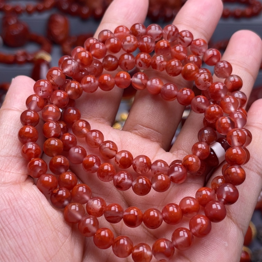 南红玛瑙未镶嵌珠宝奇石多圈6mm