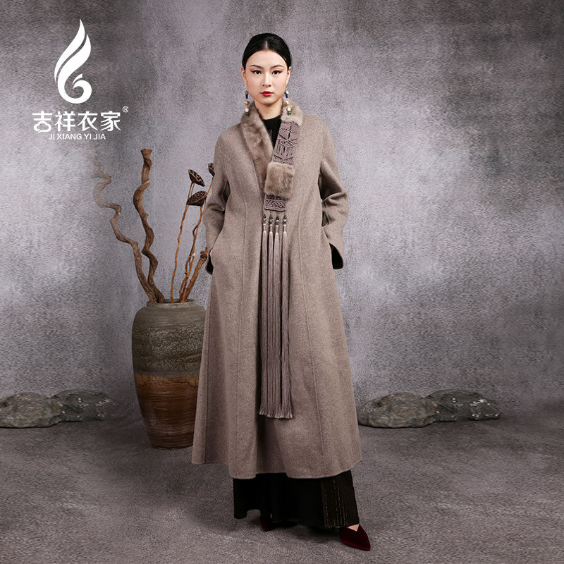 韧里飞白（中式大衣）914293927冬季宽松纯色秋冬复古100绵羊毛国风