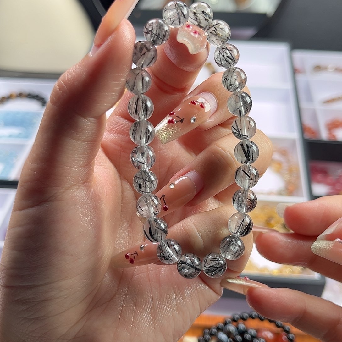 水晶手串未镶嵌?****黑晶发7mm