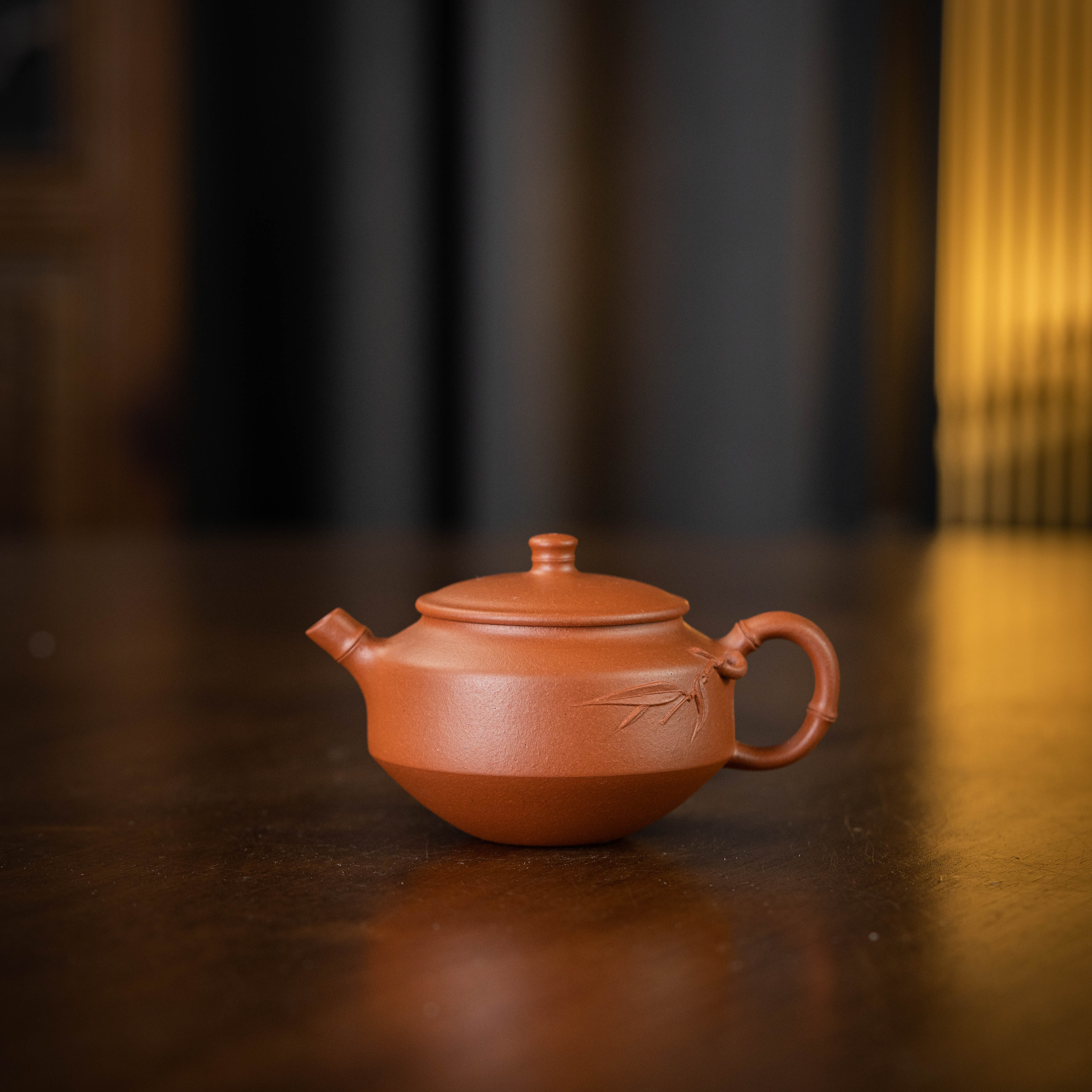 珽珽茶器【盛丰源】竹韵 小红泥 120cc家用紫砂壶