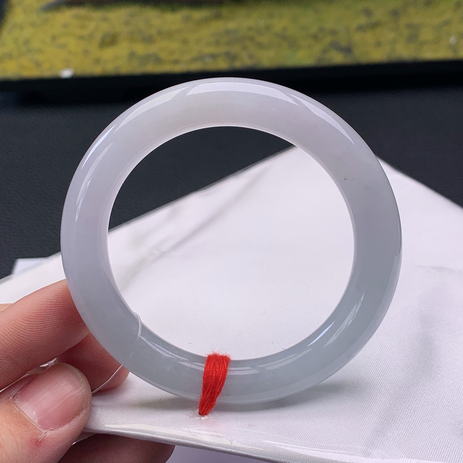 【玖玉珠宝】天然A货翡翠手镯54.7天空蓝圆条 Y0034