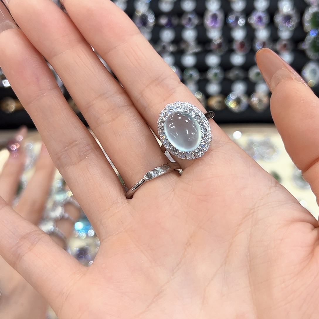 意***迟岫玉银S925镶嵌戒指