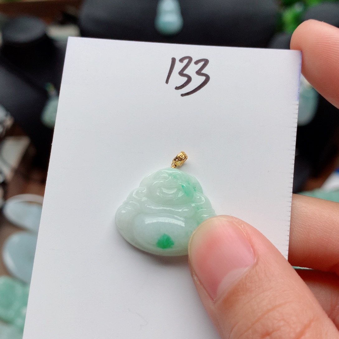 翡翠颈饰18K金镶嵌吊坠