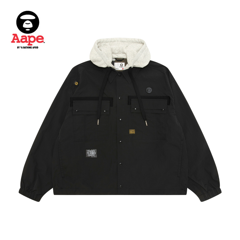 Aape旗舰店男装25秋冬可拆卸帽做旧徽章休闲薄夹克外套7765XXP