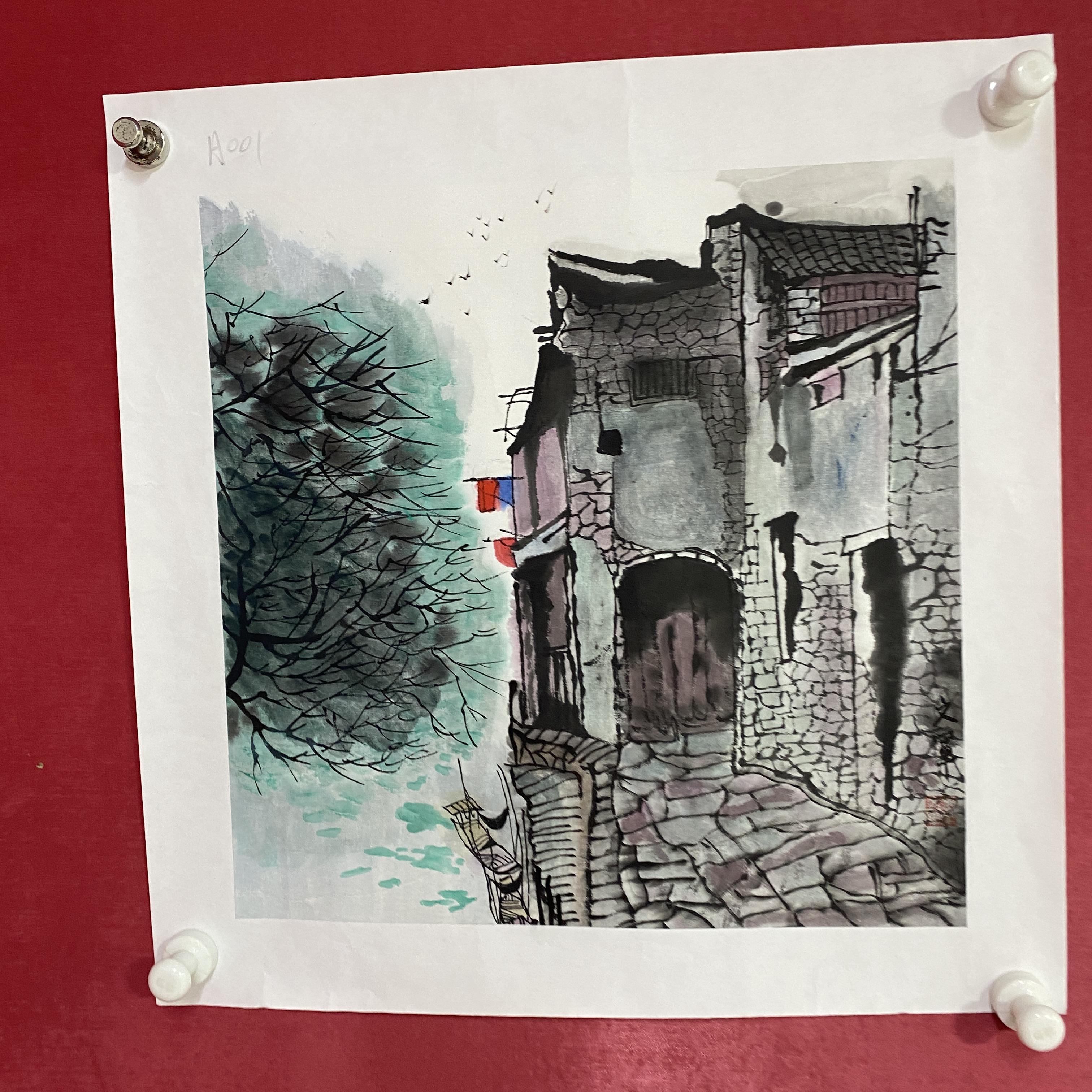 李文军一平尺山水国画