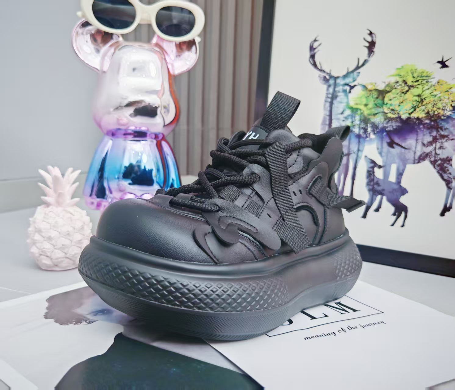 糖糖甄选2025冬季新款经典擦色加绒保暖面包老爹鞋增高休闲鞋0905