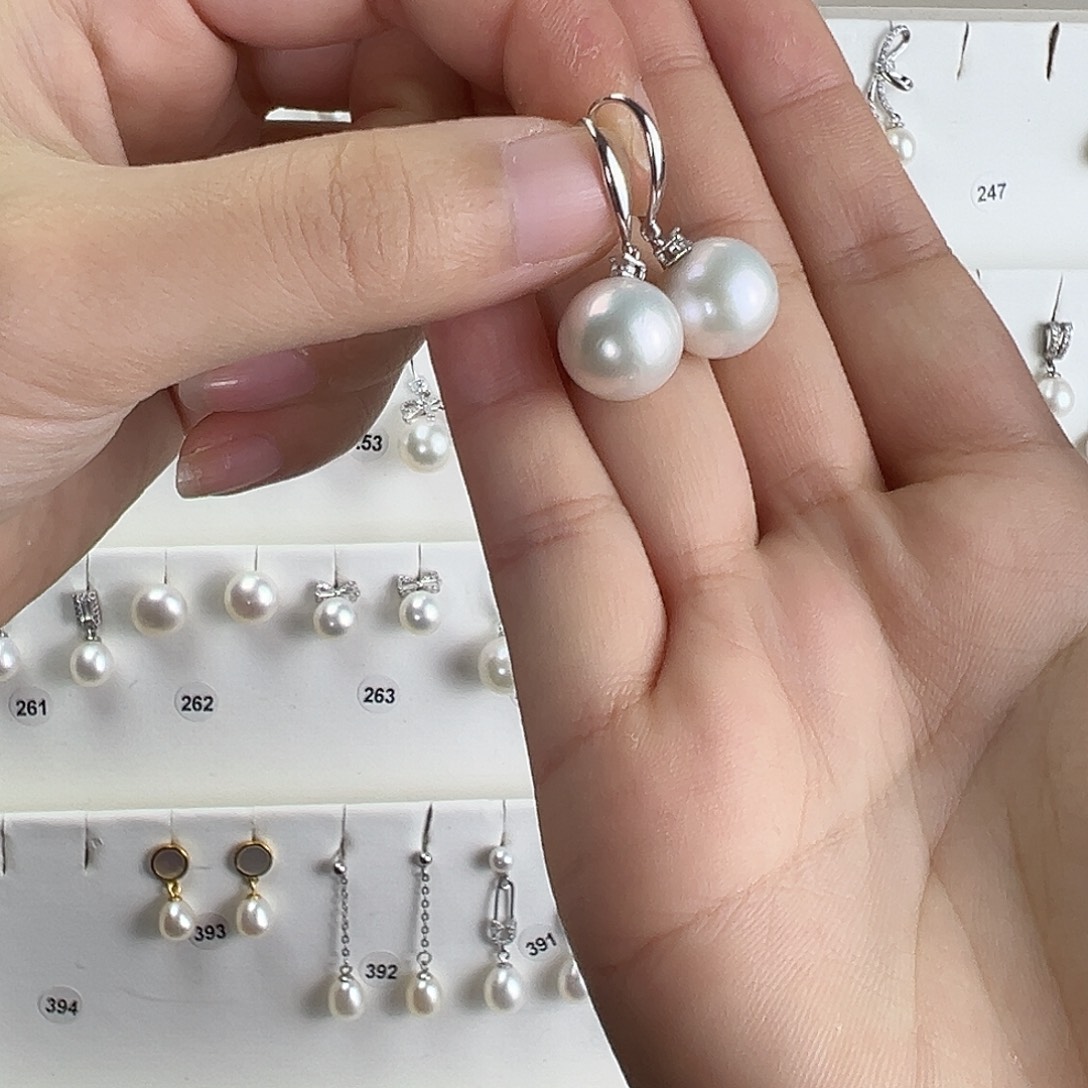 ****子耳饰银S925镶嵌淡水珍珠
