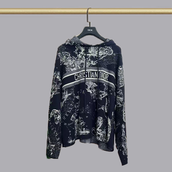 时尚百搭印花星座针织连帽卫衣男女同款卫衣