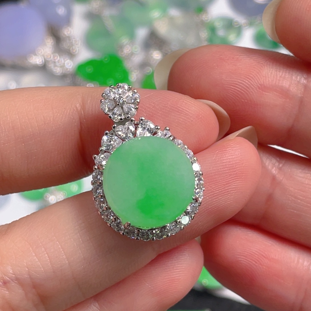 翡翠银S925镶嵌吊坠(不含链)