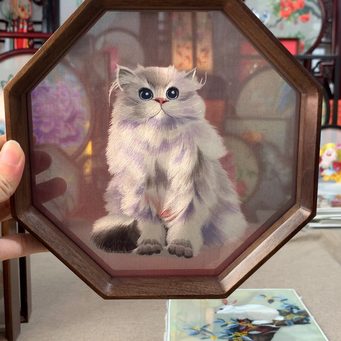 木精品苏绣实木摆件