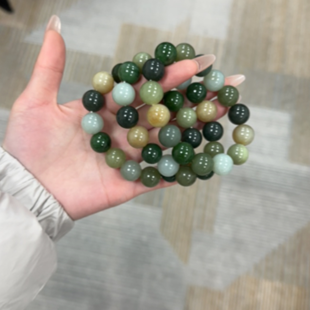 手串纯天然新疆和田玉多宝14mm微瑕多样性拍一发一