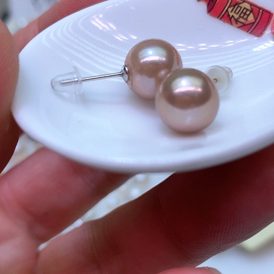 银S925镶嵌淡水珍珠耳饰