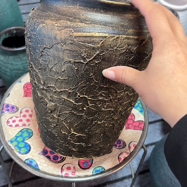 金色浮雕直筒高24口15带孔