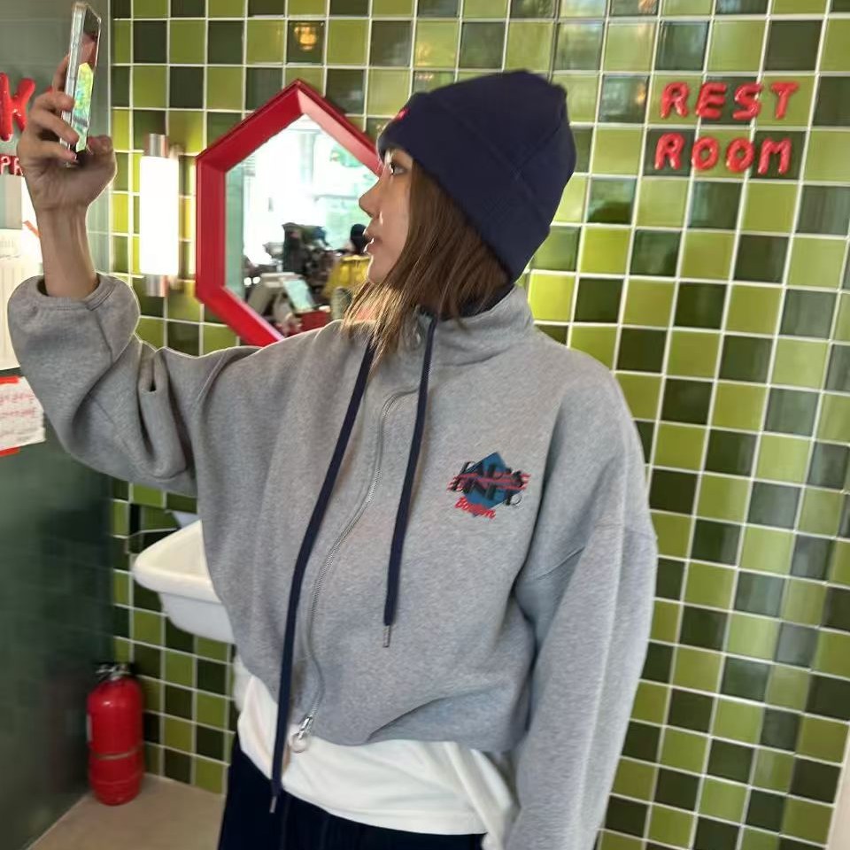 韩国东大门公鸡家加绒拉链卫衣No退换