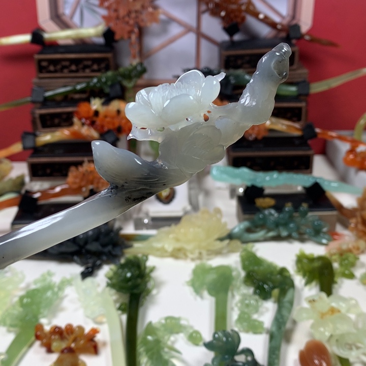 蛇纹石玉未镶嵌发簪