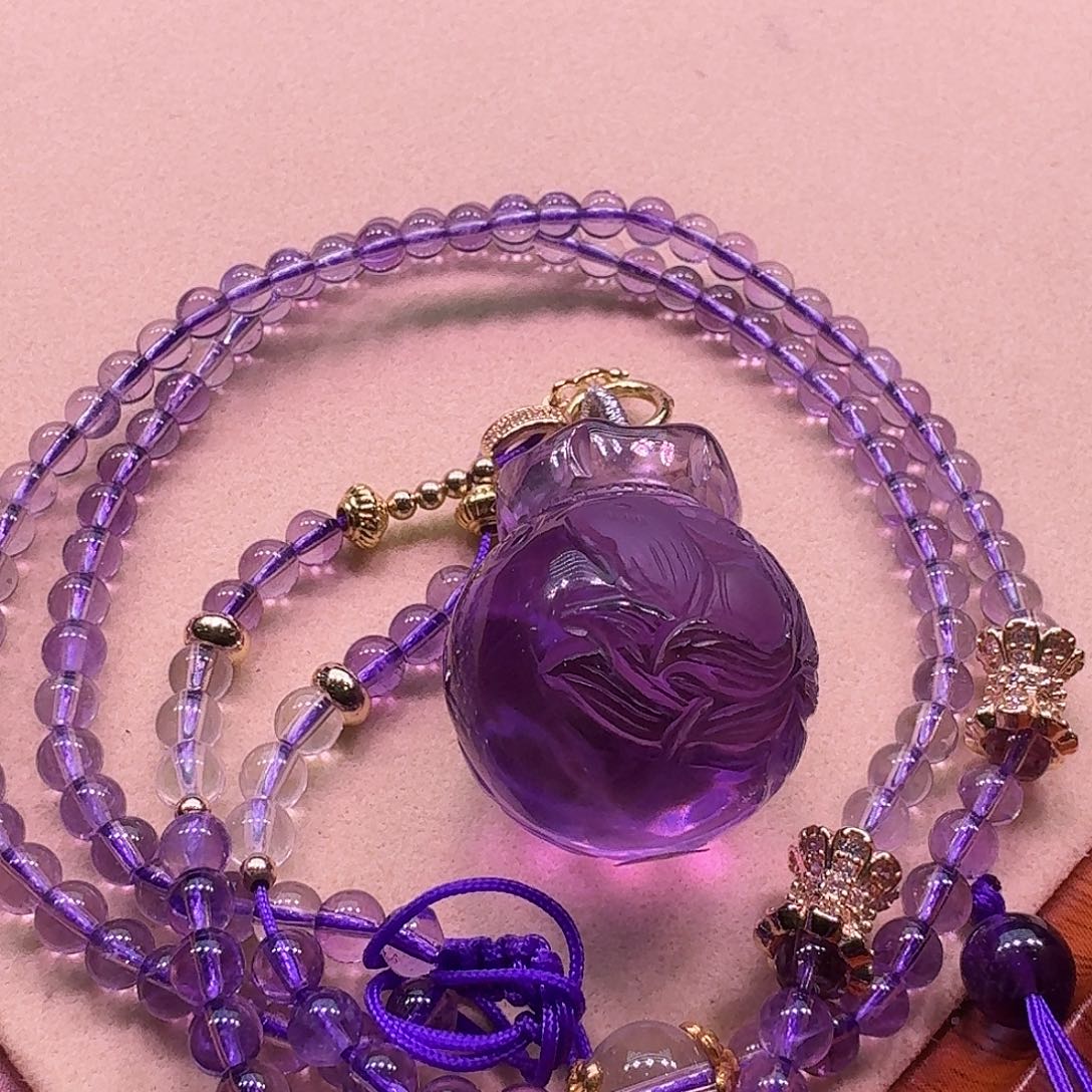 水晶颈饰未镶嵌天然巴西紫水晶狐狐吊坠