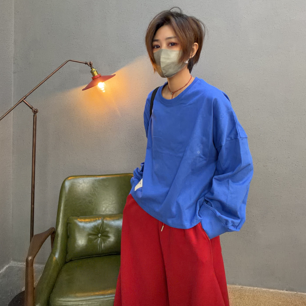 S186简单基础款短阔版型T恤休闲时尚宽松百搭圆领简约