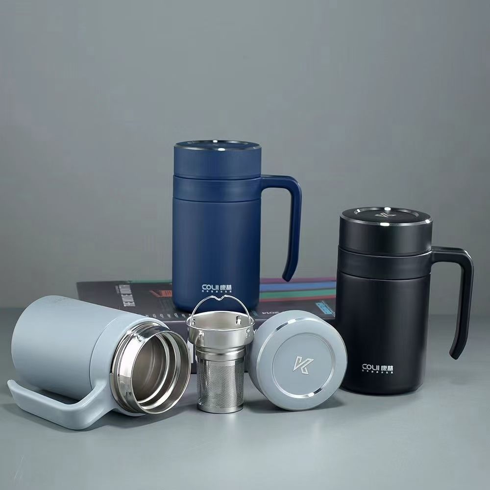 康林不锈钢保温杯办公商务男士茶杯水杯子手柄高档办公室茶杯