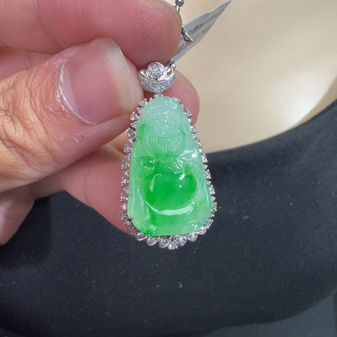 翡翠18K金镶嵌吊坠(不含链)