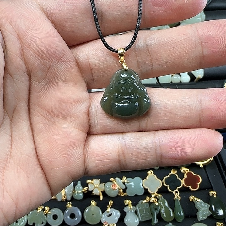 和田玉吊坠(不含链)银S925镶嵌柒*